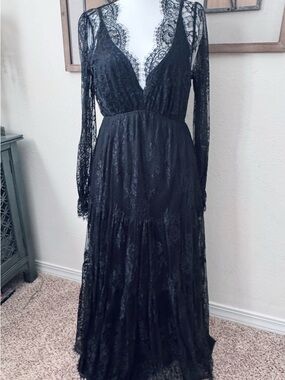 Baltic Born Black Lace Long Sleeve Maxi Dress